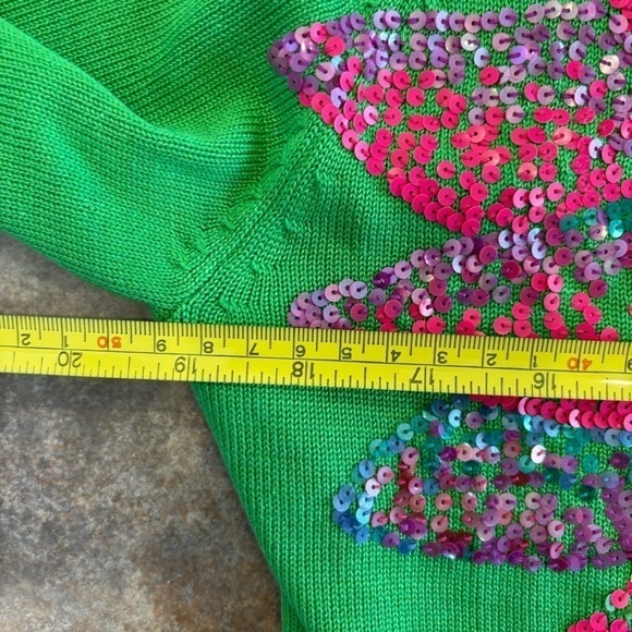 Michael Simon Vintage Silk Cardigan Sequin Embellished Lotus Water Lily Flower - Picture 7 of 9